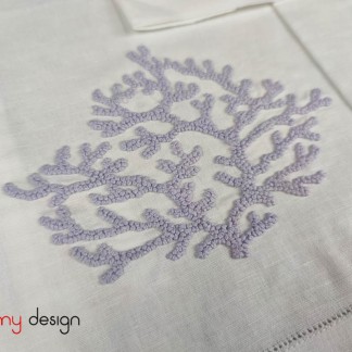  Hand towel-Light blue coral embroidery